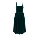 Emilia Wickstead Eagle Dress in Green Cotton Velvet | Luxury Shoes 