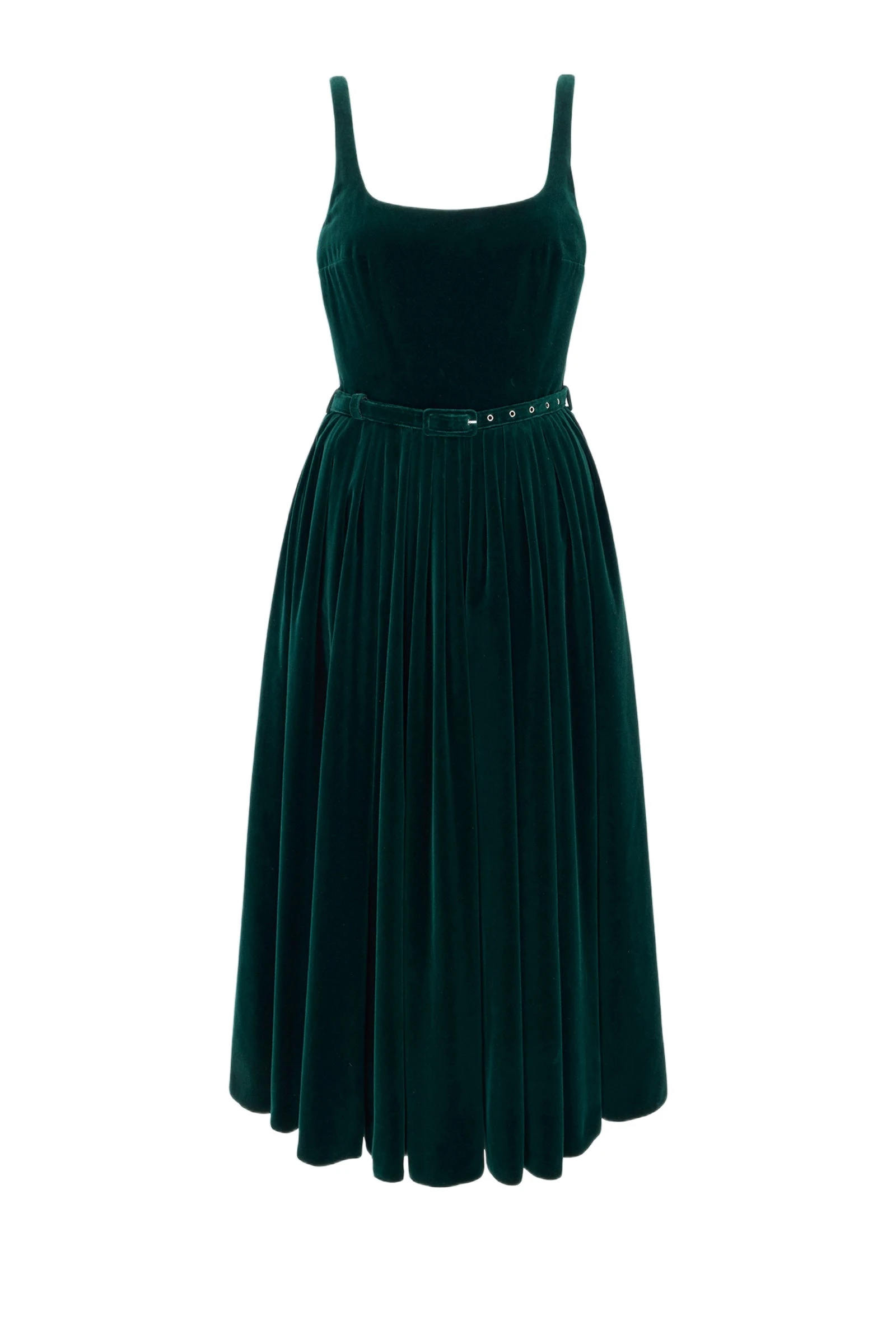 Emilia Wickstead Eagle Dress in Green Cotton Velvet Emilia Wickstead Eagle Dress in Green Cotton Velvet | Luxury Shoes