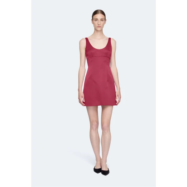 Emilia Wickstead Einna Dress in Red Duchess Satin | Mini Dresses | Luxury Shoes 