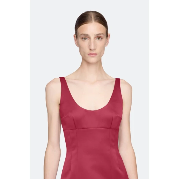 Emilia Wickstead Einna Dress in Red Duchess Satin | Mini Dresses | Luxury Shoes 