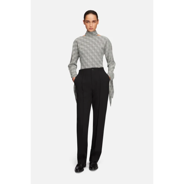 Emilia Wickstead Emilienne Top in Black & White Prince of Wales Check | Long Sleeve | Luxury Shoes 