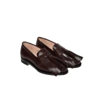 Emilia Wickstead Grenda Loafer in Dark Brown Leather | Luxury Shoes 