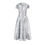 Emilia Wickstead Harlow Dress in Silver Metallic Cloque | Luxury Shoes 