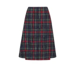 Emilia Wickstead Ifsa Skirt in Red & Green Flocked Check | Luxury Shoes 