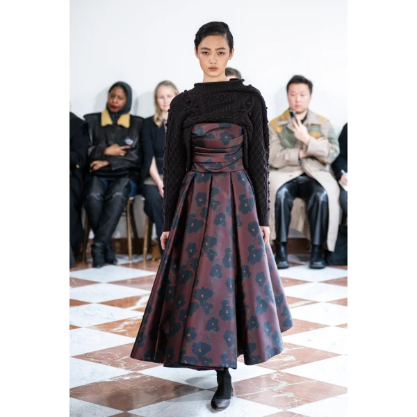 Emilia Wickstead Jannie Dress in Red & Black Breezy Poppy Mikado | Midi Dresses | Luxury Shoes 
