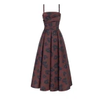 Emilia Wickstead Jannie Dress in Red & Black Breezy Poppy Mikado | Luxury Shoes 