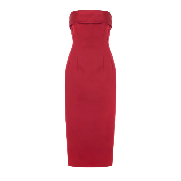 Emilia Wickstead Keeley Dress in Red Duchess Satin | Luxury Shoes 