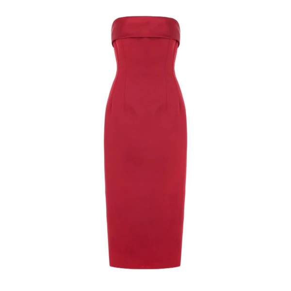 Emilia Wickstead Keeley Dress in Red Duchess Satin | Luxury Shoes 