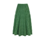 Emilia Wickstead Koda Skirt in Forest Green Cashfeel Melange | Luxury Shoes 