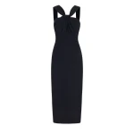 Emilia Wickstead Lucciene Dress in Black Birdseye Suiting | Luxury Shoes 
