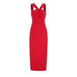 Emilia Wickstead Lucciene Dress in Red Birdseye Suiting | Luxury Shoes 