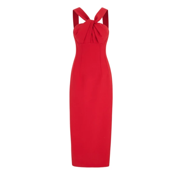 Lucciene Dress in Red Birdseye Suiting
