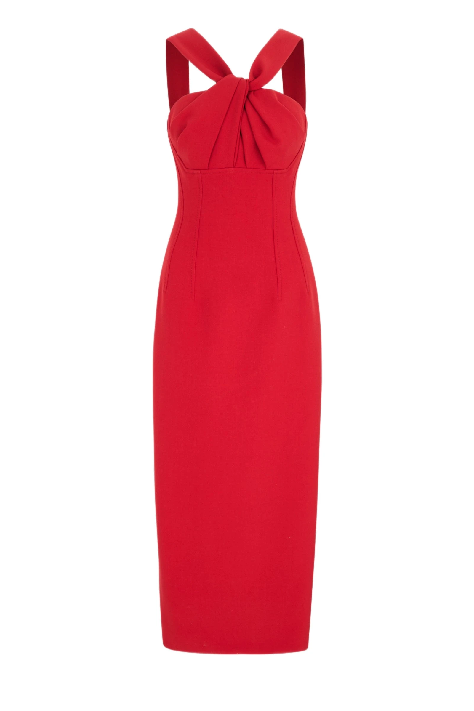 Emilia Wickstead Lucciene Dress in Red Birdseye Suiting Emilia Wickstead Lucciene Dress in Red Birdseye Suiting | Luxury Shoes