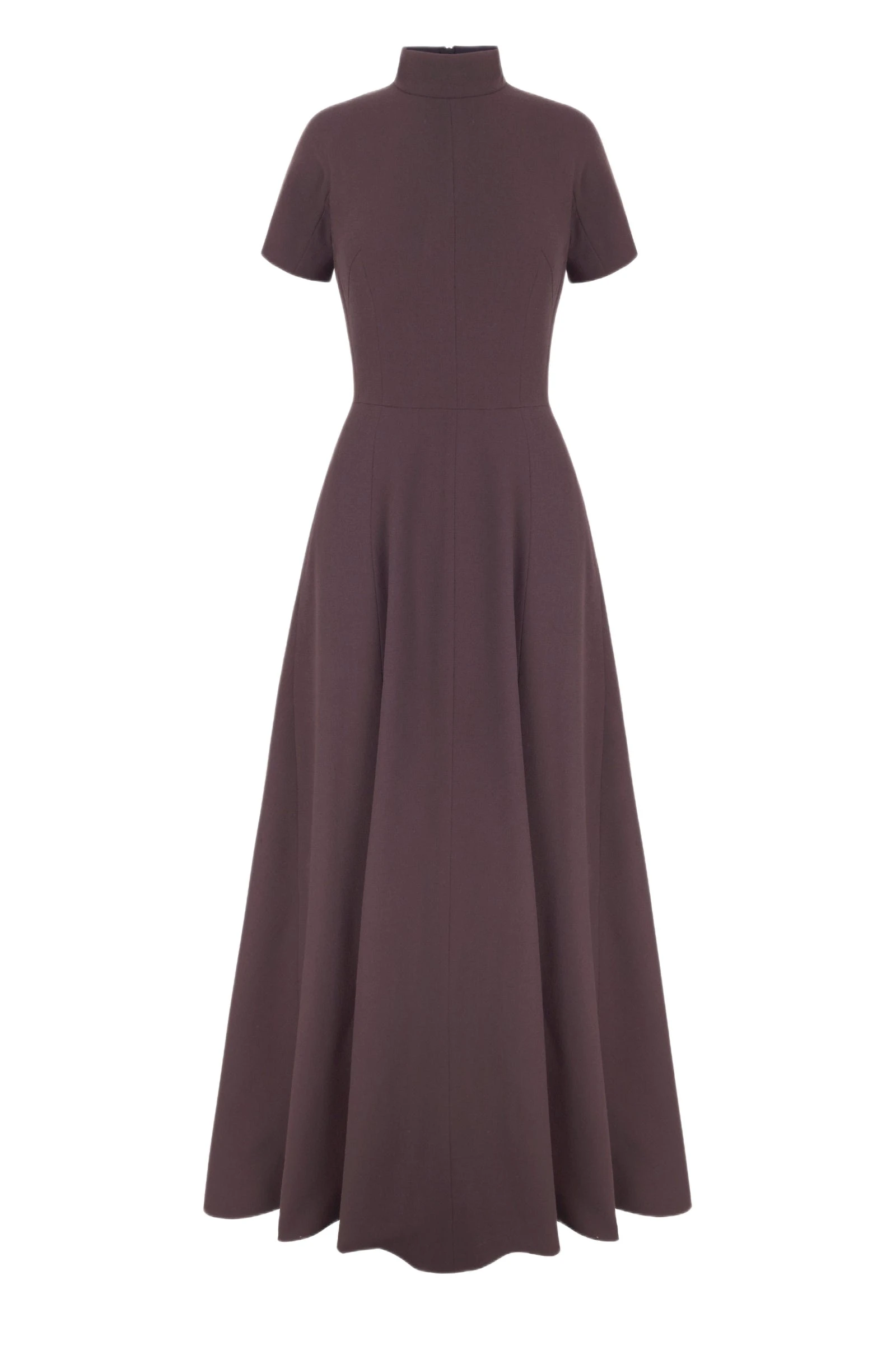 Emilia Wickstead Malinda Dress in Chocolate Single Wool Crepe Emilia Wickstead Malinda Dress in Chocolate Single Wool Crepe | Luxury Shoes