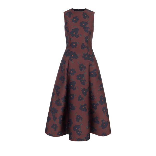 Emilia Wickstead Mara Dress in Red & Black Breezy Poppy Mikado | Luxury Shoes 