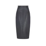 Emilia Wickstead Mavis Skirt in Black Grain Leather | Luxury Shoes 