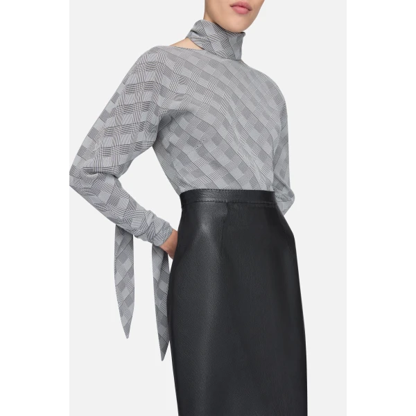 Emilia Wickstead Mavis Skirt in Black Grain Leather | Leather Skirts | Luxury Shoes 