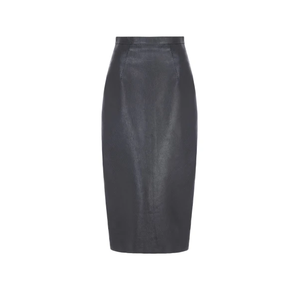 Mavis Skirt in Black Grain Leather