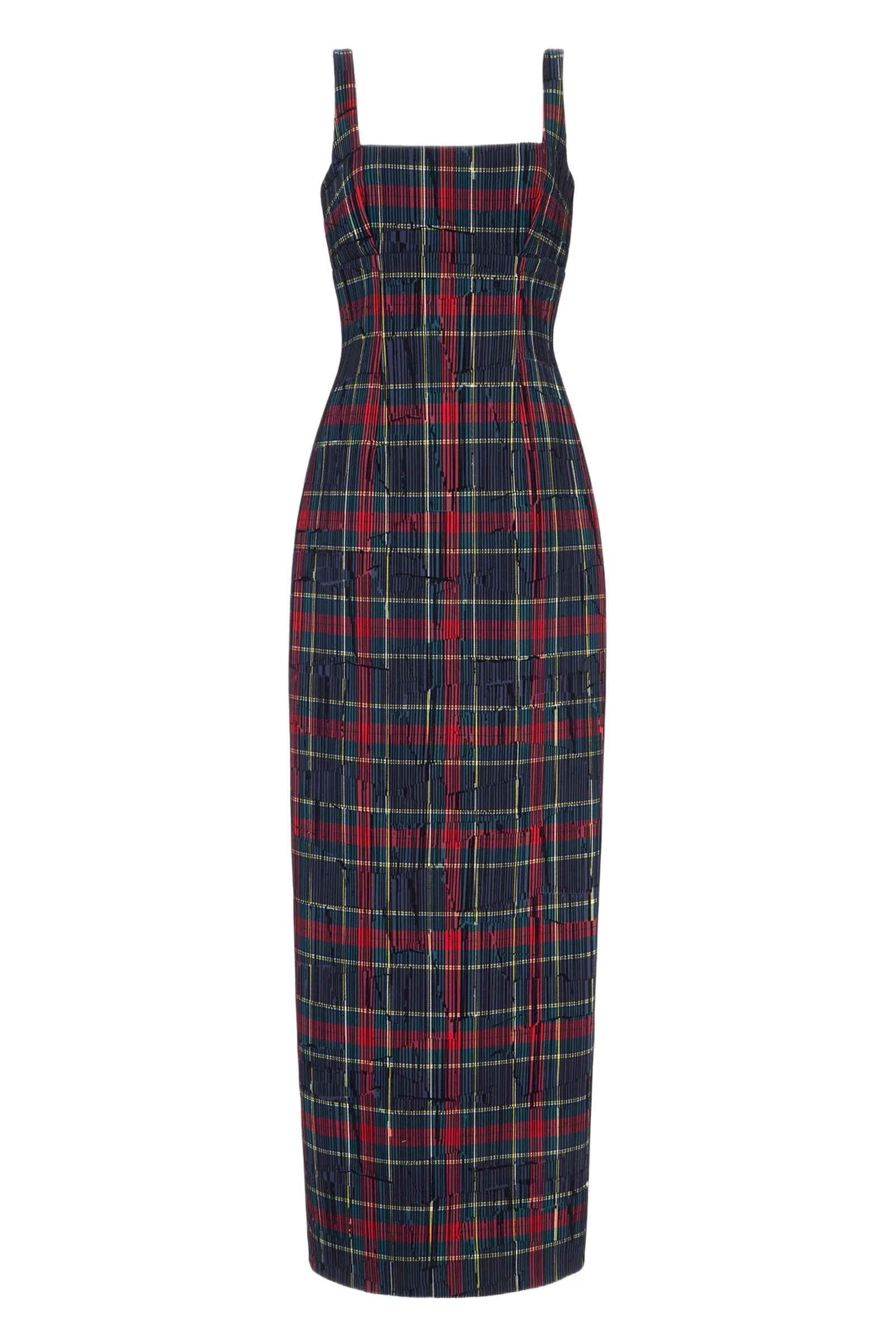 Emilia Wickstead Micheline Dress in Red & Green Flocked Check Emilia Wickstead Micheline Dress in Red & Green Flocked Check | Luxury Shoes