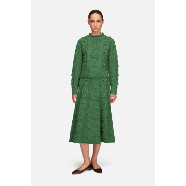 Emilia Wickstead Milo Knit in Forest Green Cashfeel Melange | Cardigan | Luxury Shoes 