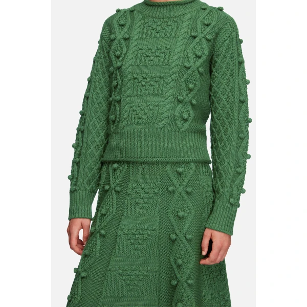 Emilia Wickstead Milo Knit in Forest Green Cashfeel Melange | Cardigan | Luxury Shoes 