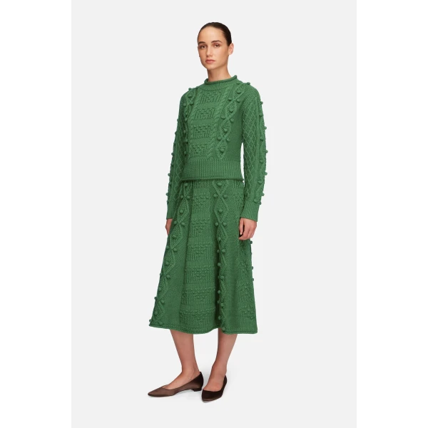 Emilia Wickstead Milo Knit in Forest Green Cashfeel Melange | Cardigan | Luxury Shoes 