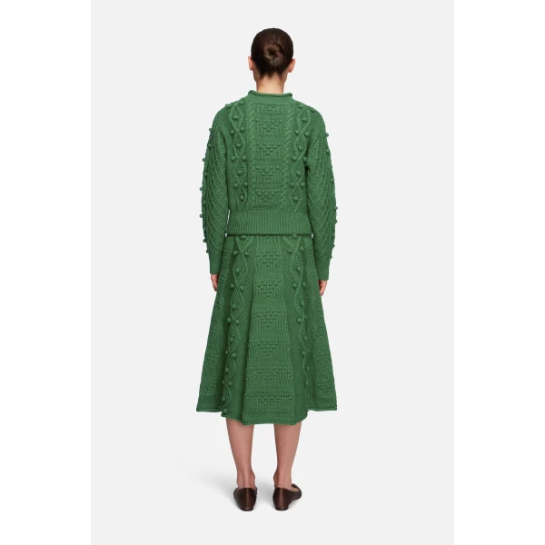 Emilia Wickstead Milo Knit in Forest Green Cashfeel Melange | Cardigan | Luxury Shoes 
