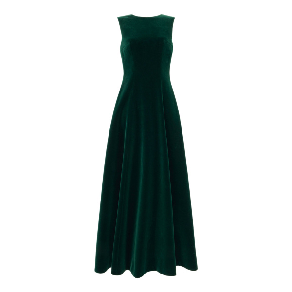 Emilia Wickstead Nodin Dress in Green Velvet | Luxury Shoes 