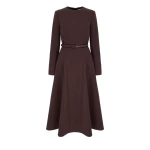 Emilia Wickstead Olivienne Dress in Chocolate Birdseye Suiting | Luxury Shoes 