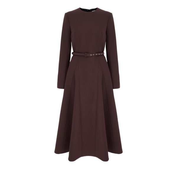 Emilia Wickstead Olivienne Dress in Chocolate Birdseye Suiting | Luxury Shoes 