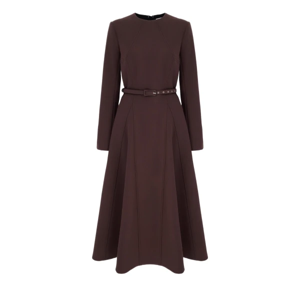 Olivienne Dress in Chocolate Birdseye Suiting