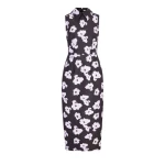 Emilia Wickstead Rain Dress in Chocolate & Lilac Breezy Poppy Mikado | Luxury Shoes 