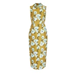 Emilia Wickstead Rain Dress in Mustard & Blue Breezy Poppy Mikado | Luxury Shoes 