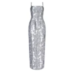 Emilia Wickstead Regina Dress in Silver Metallic Cloque | Luxury Shoes 