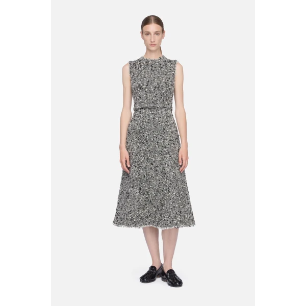 Emilia Wickstead Rosalino Dress in Black & White Boucle | Midi Dresses | Luxury Shoes 
