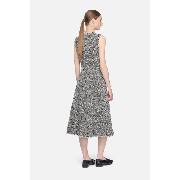 Emilia Wickstead Rosalino Dress in Black & White Boucle | Midi Dresses | Luxury Shoes 