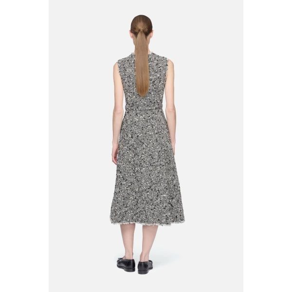 Emilia Wickstead Rosalino Dress in Black & White Boucle | Midi Dresses | Luxury Shoes 