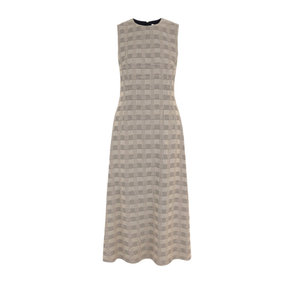 Emilia Wickstead Rumi Dress in Black & Beige Prince of Wales Check | Luxury Shoes 