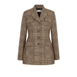 Emilia Wickstead Sorrel Jacket in Black & Camel Prince of Wales Check | Luxury Shoes 