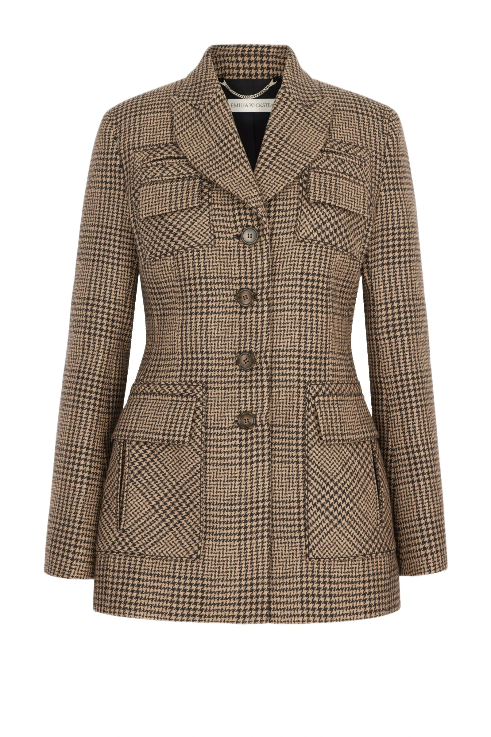 Emilia Wickstead Sorrel Jacket in Black & Camel Prince of Wales Check Emilia Wickstead Sorrel Jacket in Black & Camel Prince of Wales Check | Luxury Shoes
