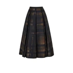 Emilia Wickstead Sylvane Skirt in Blue Chocolate & Black Breezy Poppy Mikado | Luxury Shoes 