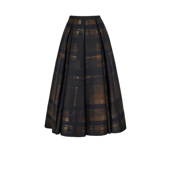 Sylvane Skirt in Blue Chocolate & Black Breezy Poppy Mikado