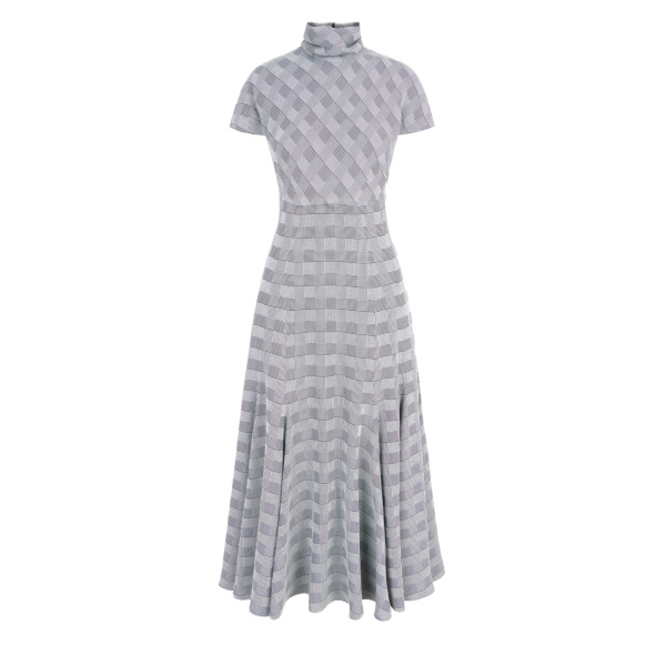 Emilia Wickstead Thea Dress in Black & White Prince of Wales Check | Luxury Shoes 