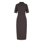 Emilia Wickstead Valletta Dress in Chocolate Single Wool Crepe | Luxury Shoes 