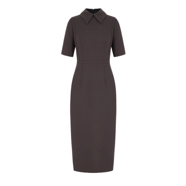 Valletta Dress in Chocolate Single Wool Crepe