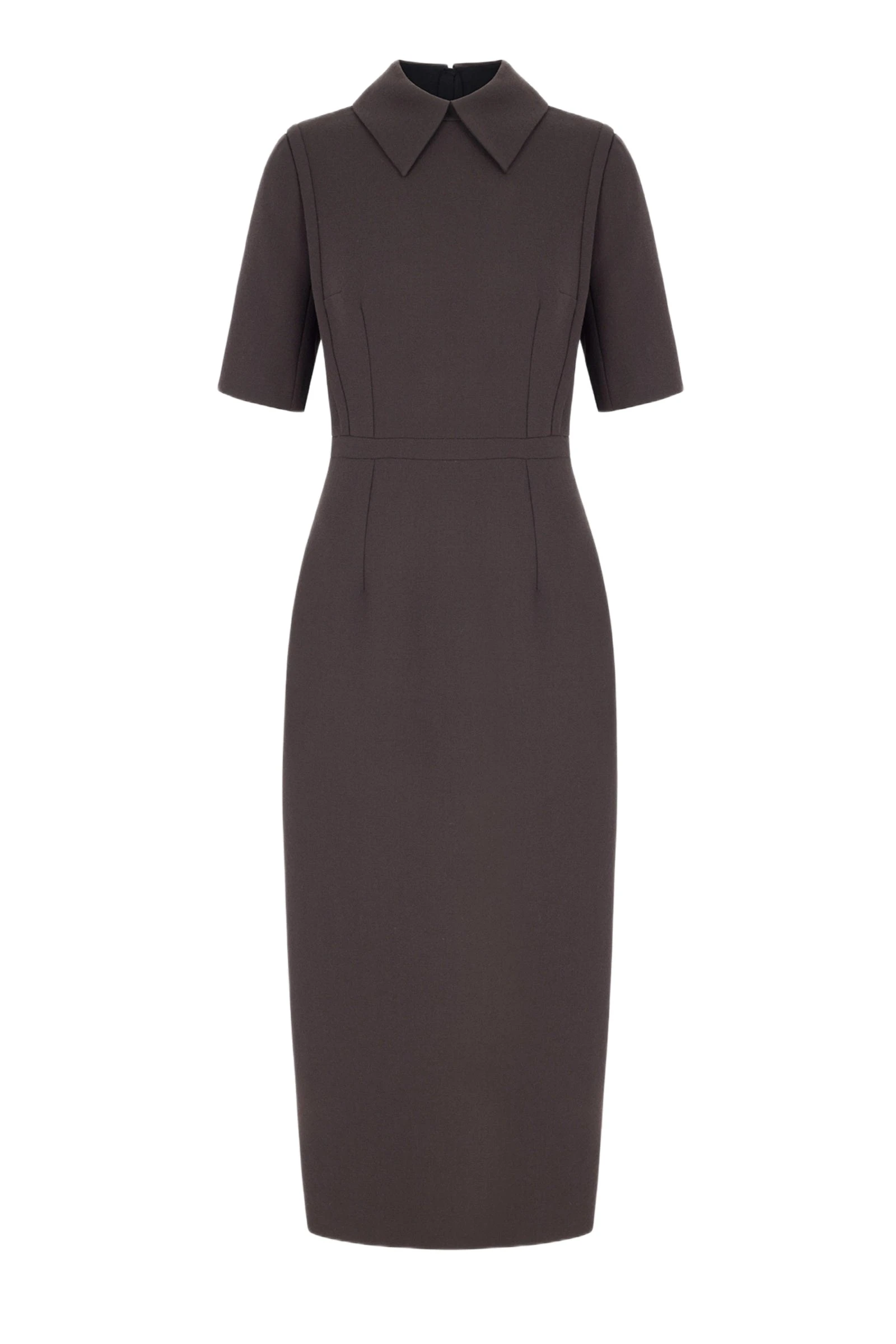 Emilia Wickstead Valletta Dress in Chocolate Single Wool Crepe Emilia Wickstead Valletta Dress in Chocolate Single Wool Crepe | Luxury Shoes