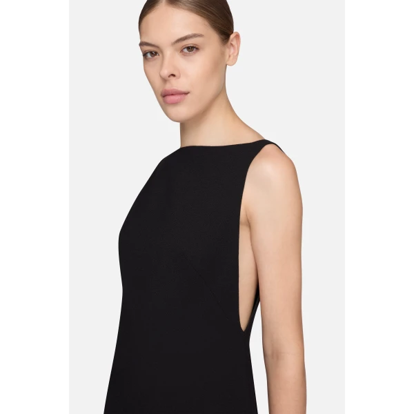 Emilia Wickstead Wichita Dress in Black Single Wool Crepe | Mini Dresses | Luxury Shoes 