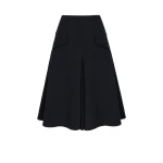 Emilia Wickstead Zeus Skirt in Black Birdseye Suiting | Luxury Shoes 