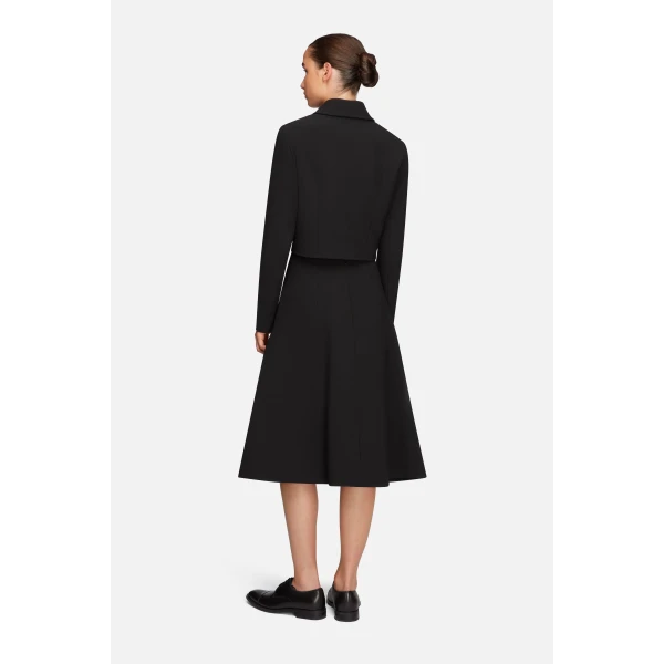 Emilia Wickstead Zeus Skirt in Black Birdseye Suiting | Midi Skirts | Luxury Shoes 