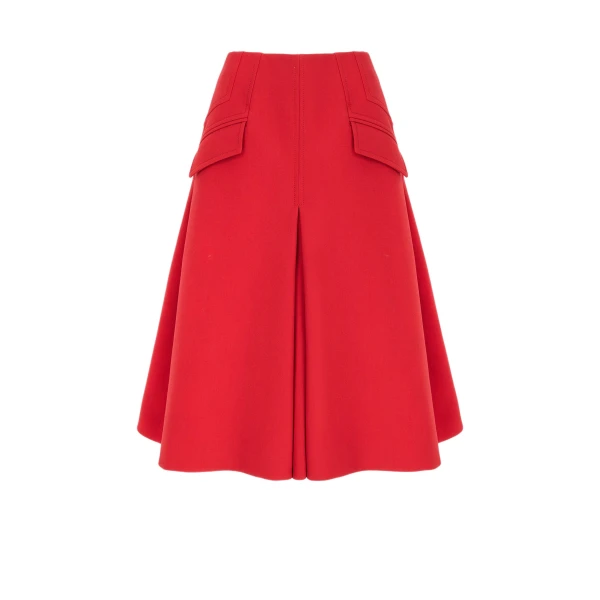 Zeus Skirt in Red Birdseye Suiting